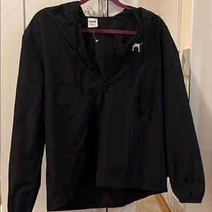 Pink Victoria secret black rain jacket windbreaker xs